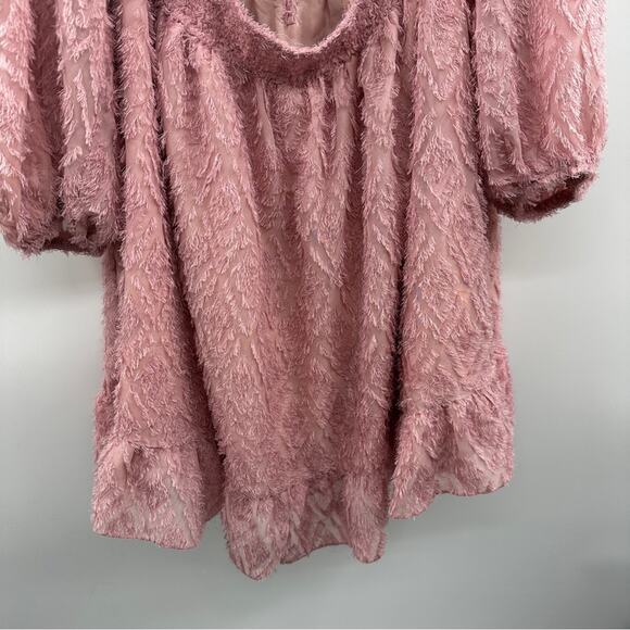 SHEIN Pink Feather Fringe Tie‎ Open Front Long Sleeve Mini Dress Size 4XL - Picture 3 of 9